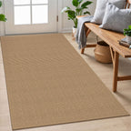 EARTHALL Woven Area Rugs 6x9 Ft Washable Living Room Rugs Non Slip Rubber Backed Dining Room Rug Braided Bedroom Rugs Indoor Floor Carpet for Living Room, Bedroom, Dining Room, Beige/Ivory
