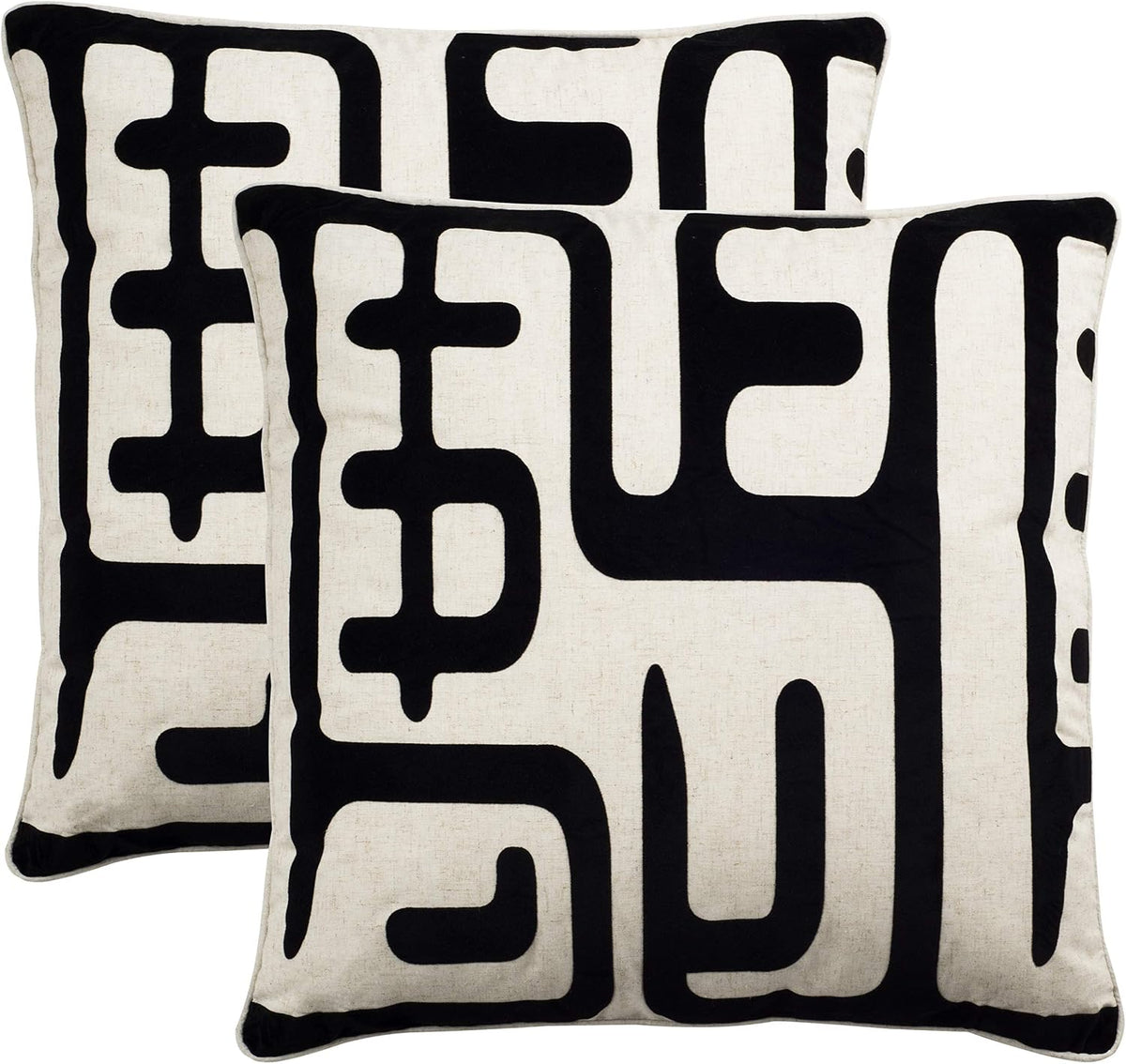 SAFAVIEH Maize Modern Throw Pillows Set of 2, 24x24 Black PIL162A-2424-SET2