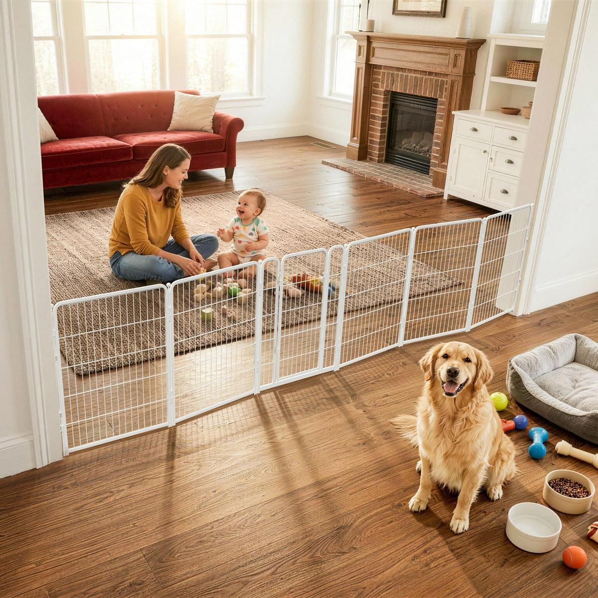 FXW Dog Gate, Extra Wide Adjustable for Openings Up to 111", 32" H