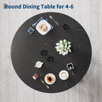 IDEALHOUSE 47" Round Dining Table for 4-6, Farmhouse Wood Kitchen Table