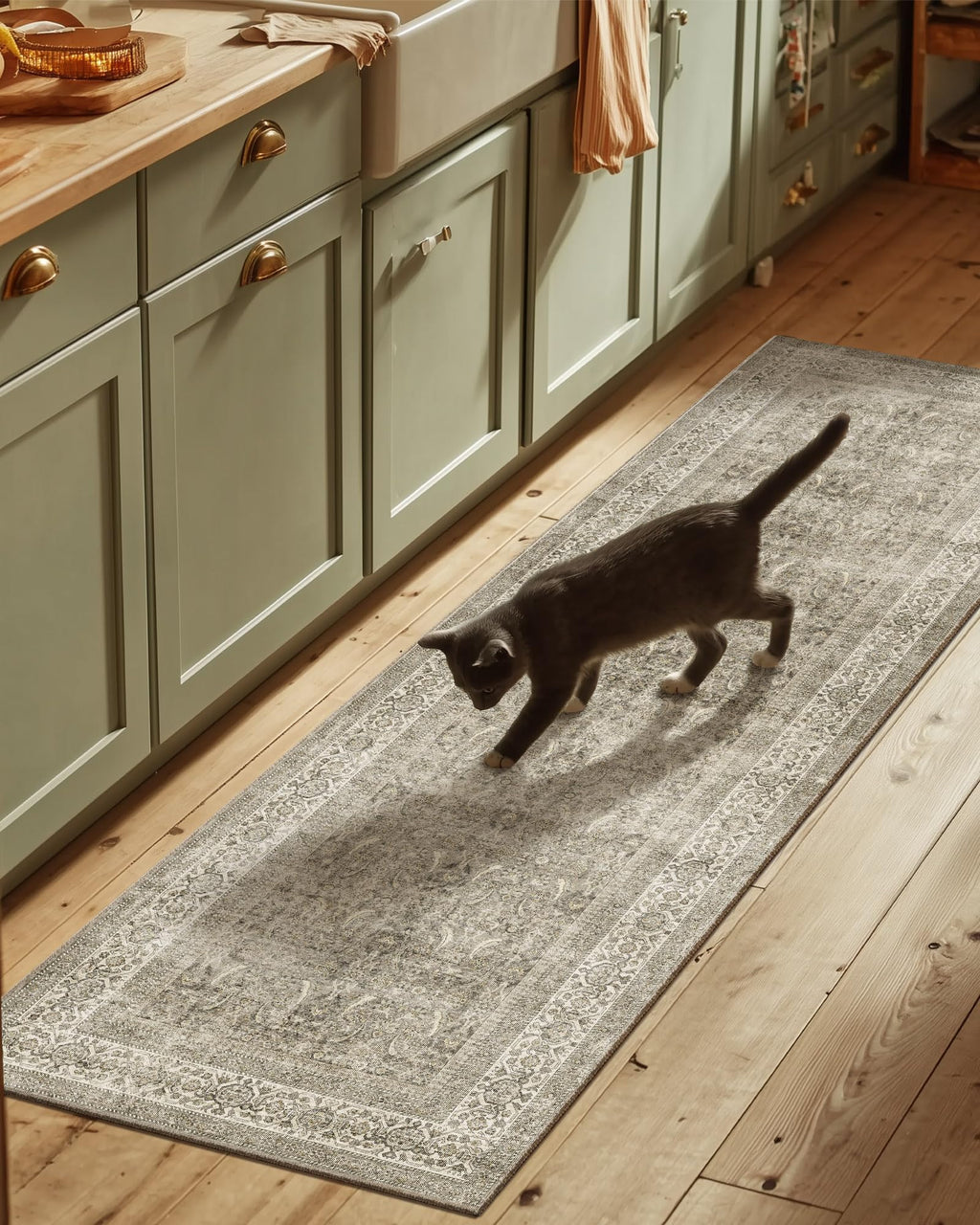 Washable Area Rugs for Living Room: 9x12 Bedroom Rug Boho Vintage Area Rug Stain Resistant Non Slip Low Pile Lightweight Soft Carpets for Dining Room Kitchen Nursery Kids Room Playroom Home Office