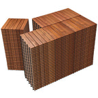 PrimeZone 54 PCS Solid Acacia Wood Interlocking Deck Tiles, Natural Wood
