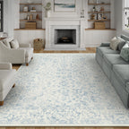 PureCozy Blue 6x6 Round Area Rug Vintage Washable Carpet Non Slip