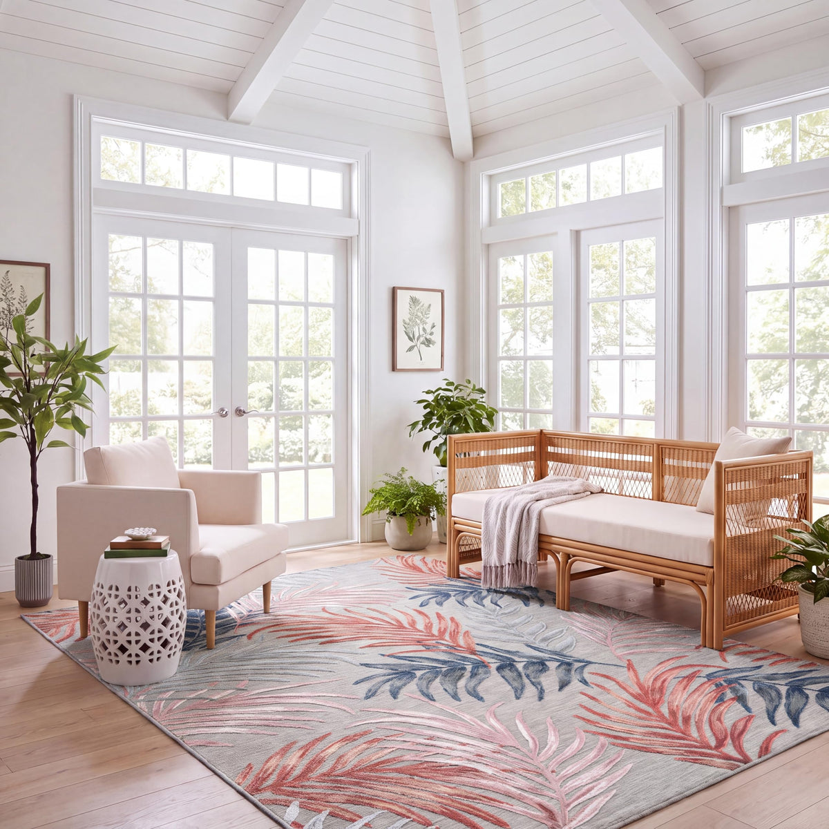 SAFAVIEH Washable Rug Outdoor Cabana Collection - 8' x 10', Brown & Blue, Non-Shedding & Easy to Clean, Ideal for Patio, Backyard, Mudroom (CBN458T)