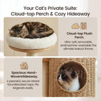 Zonoria 30-Inch Solid Wood Cat Tree Tower for Small to Medium Cats