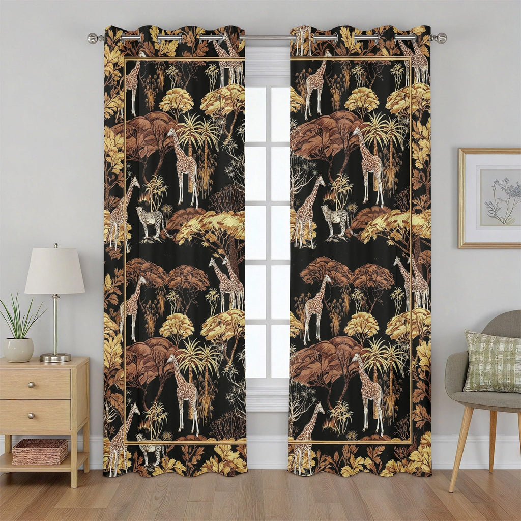 Sun Leopard Curtains 2 Panels, Sunburst Cheetah Blackout Curtains