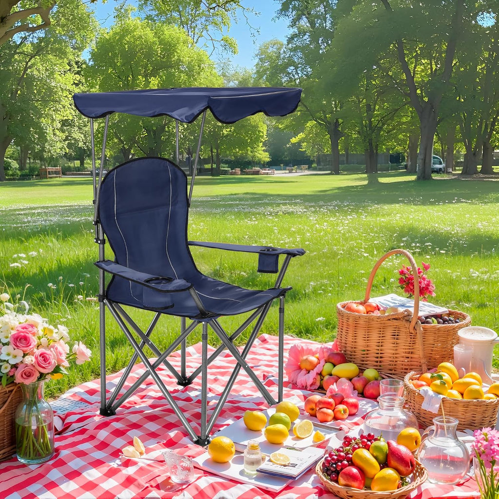 ALPHA CAMP Heavy Duty Canopy Camping Chairs with Adjustable Sunshade