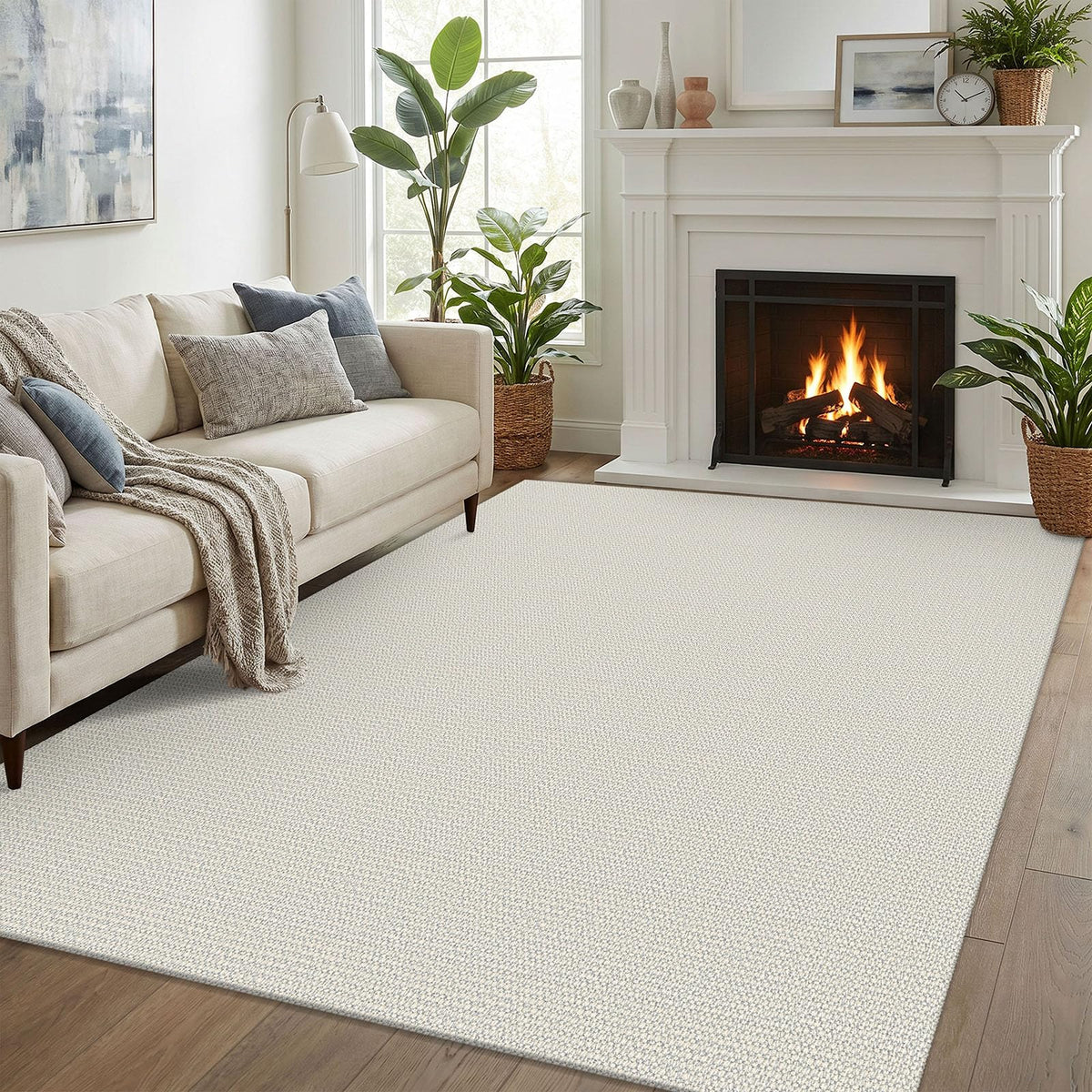 EARTHALL Washable Area Rug, Non Slip Living Room Rug, 5x7 Ft, Sand/Beige
