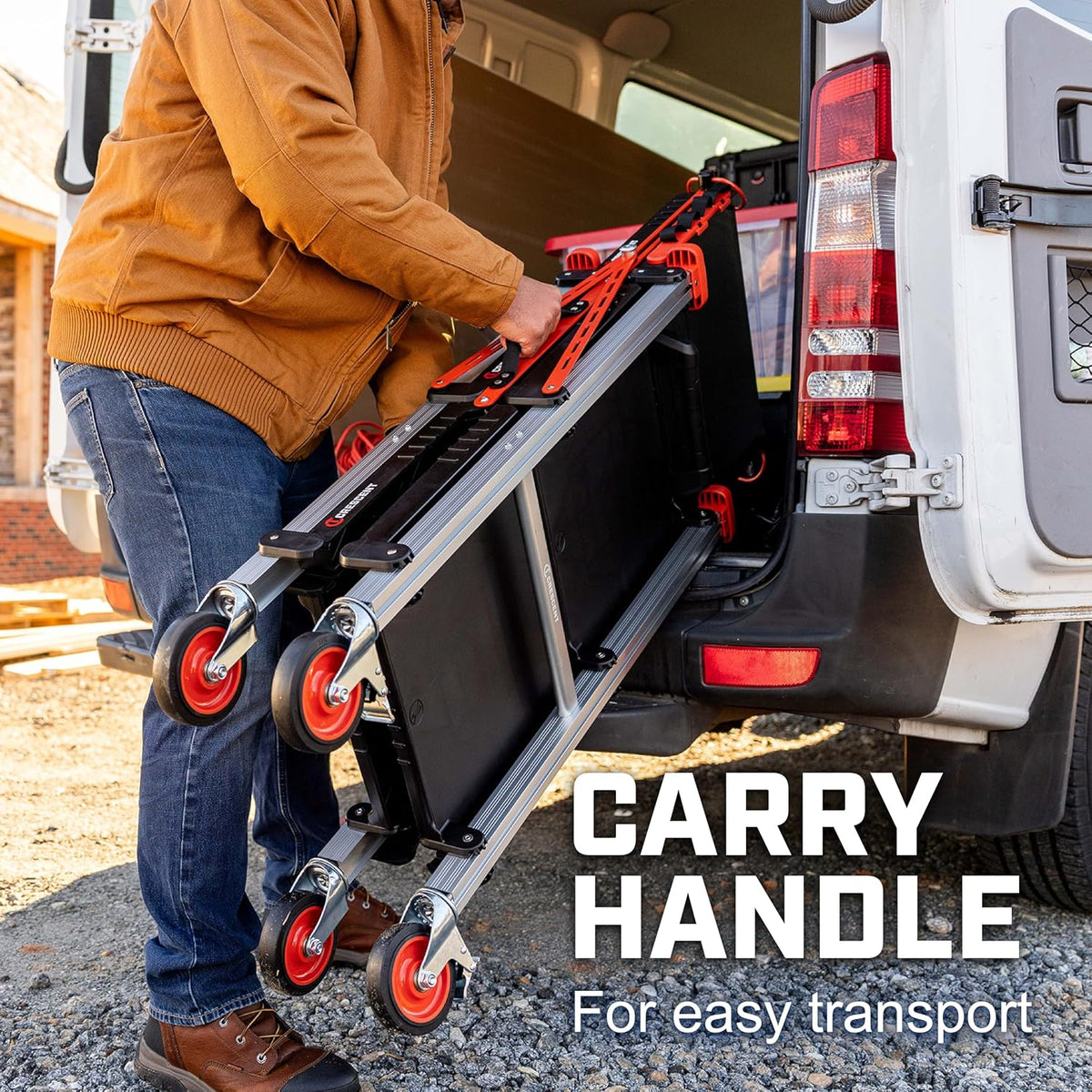 Crescent SITERUNNER 3 Shelf Heavy Duty Folding Jobsite Cart | F3SCBL