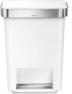 simplehuman 45 Liter / 12 Gallon Rectangular Kitchen Step Trash Can with Soft-Close Lid, Grey Plastic