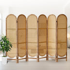 4 Panel Rattan Room Divider, Folding Room Divider Screen, Natural