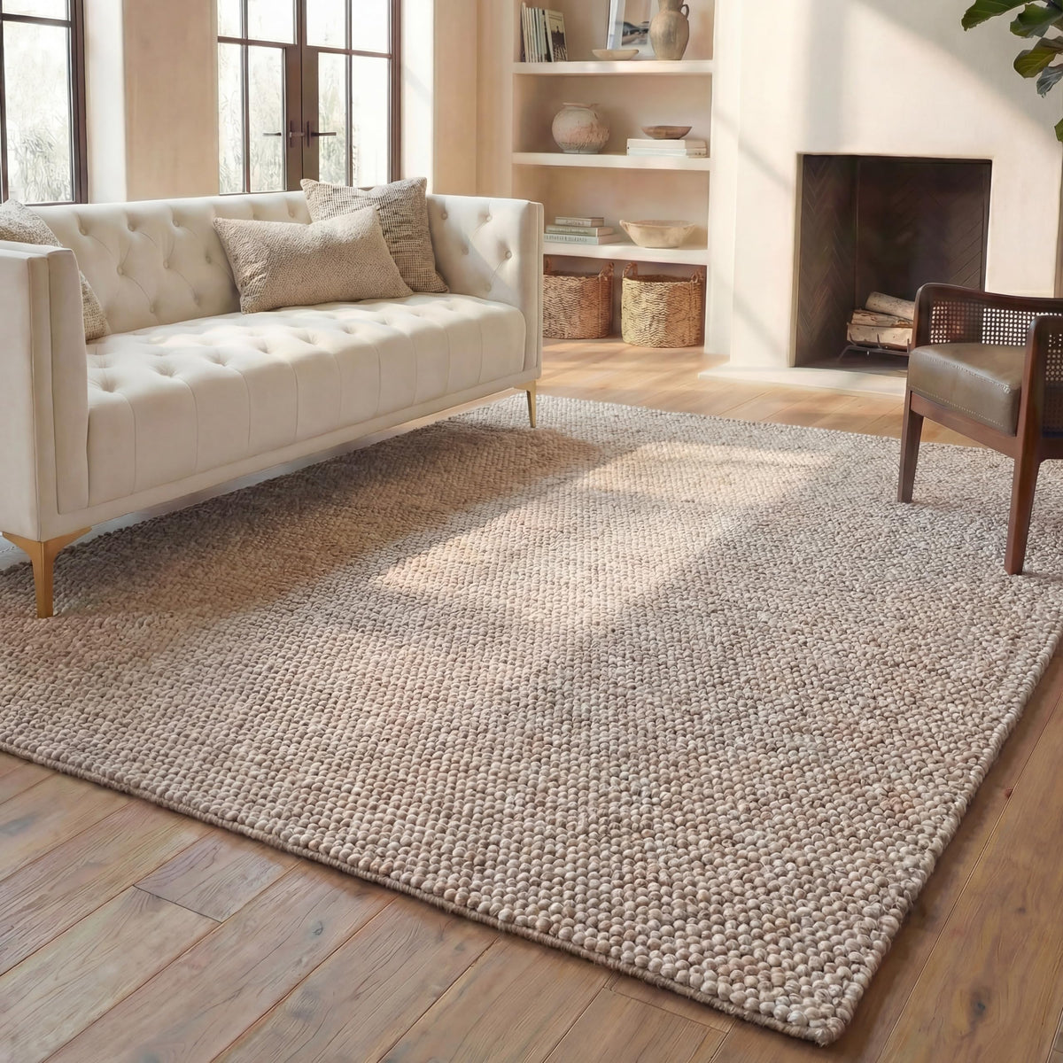 SAFAVIEH Natura Runner Rug 2x6 Wool Knotted, Beige NAT620B
