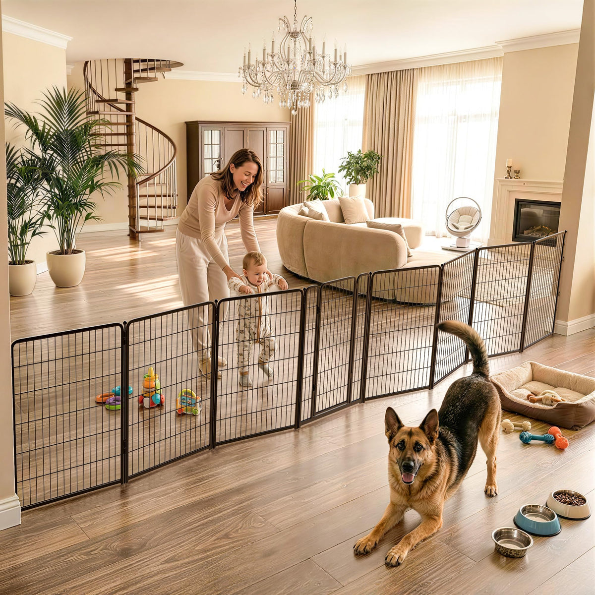 FXW Dog Gate, Extra Wide Adjustable for Openings Up to 111", 32" H