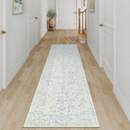 PureCozy Blue 6x6 Round Area Rug Vintage Washable Carpet Non Slip