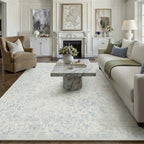 PureCozy Blue 6x6 Round Area Rug Vintage Washable Carpet Non Slip