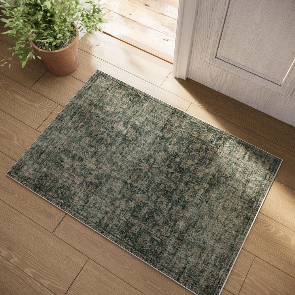 Washable Area Rugs for Living Room: 9x12 Bedroom Rug Boho Vintage Area Rug Stain Resistant Non Slip Low Pile Lightweight Soft Carpets for Dining Room Kitchen Nursery Kids Room Playroom Home Office
