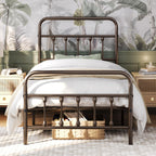 Yaheetech Queen Metal Platform Bed Frame, Victorian Headboard & Footboard