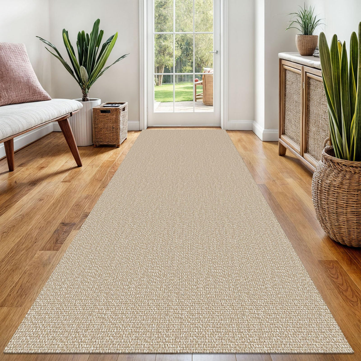 EARTHALL Washable Area Rug, Non Slip Living Room Rug, 5x7 Ft, Sand/Beige