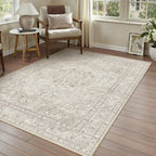 PureCozy Blue 6x6 Round Area Rug Vintage Washable Carpet Non Slip