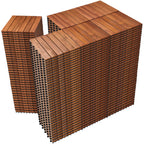 PrimeZone 54 PCS Solid Acacia Wood Interlocking Deck Tiles Outdoor, Brown