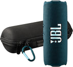 JBL FLIP 7 (Blue) Waterproof Portable Speaker Bundle with X-Halo Hardcase (Black)