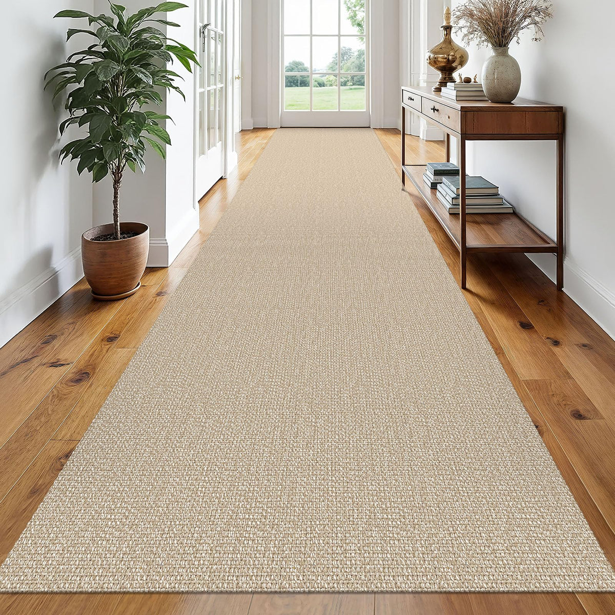 EARTHALL Washable Area Rug, Non Slip Living Room Rug, 5x7 Ft, Sand/Beige