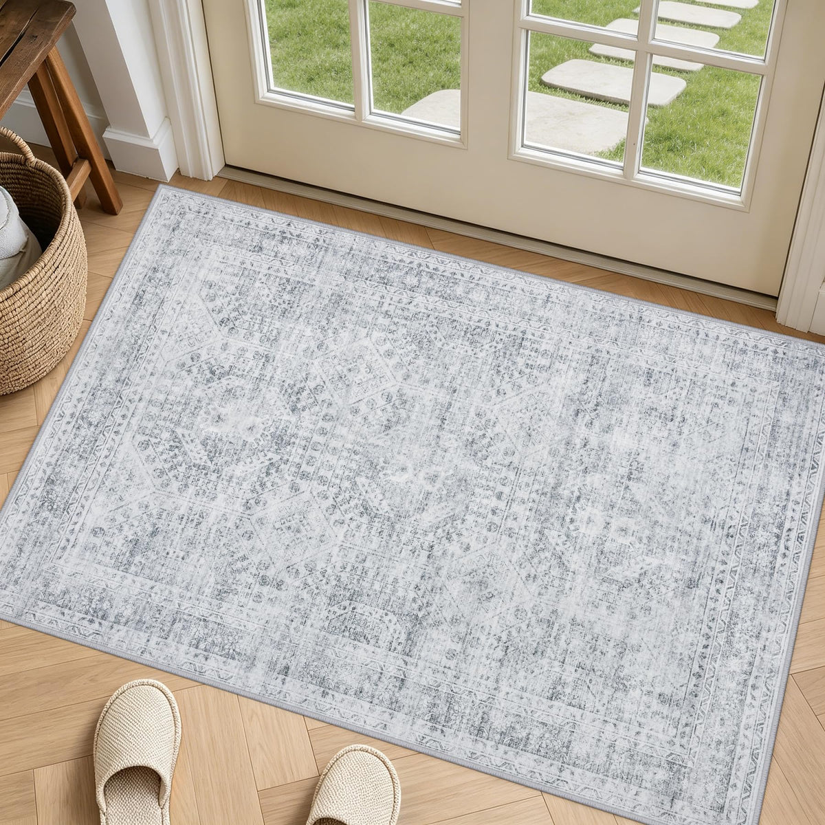8x10 Area Rugs Living Room: Bedroom Washable Carpet Beige/Ivory