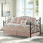 HESTIN 4Pcs Sky Blue Scallop Daybed Cover Set 75"x39" Petunia Embroidery