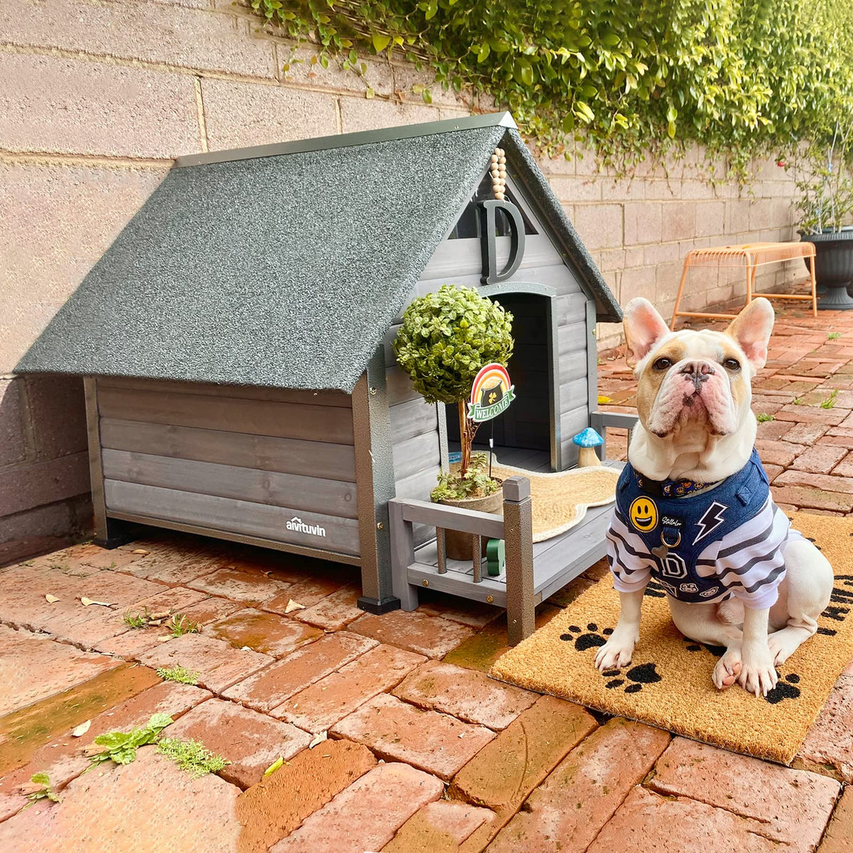 Aivituvin Heated Dog House Outdoor with Anti-Bite Metal Frame Insulated Indoor Dog Kennel 41.6'L Large Dog Cage for Small Medium Large Dogs with Heater and Insulated Liner for Winter