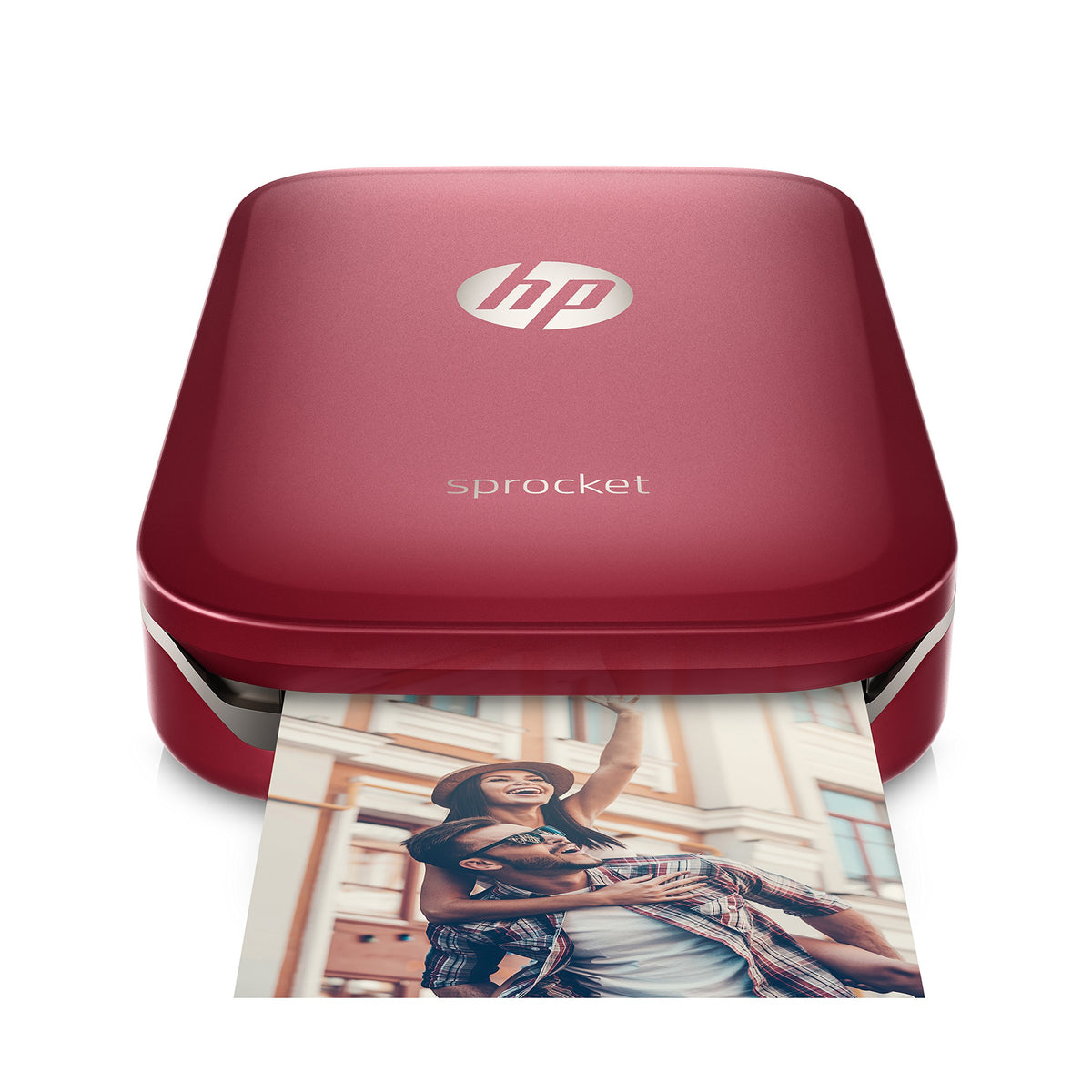 HP Sprocket Portable Photo Printer, print social media photos on 2x3 sticky-backed paper - red (Z3Z93A)