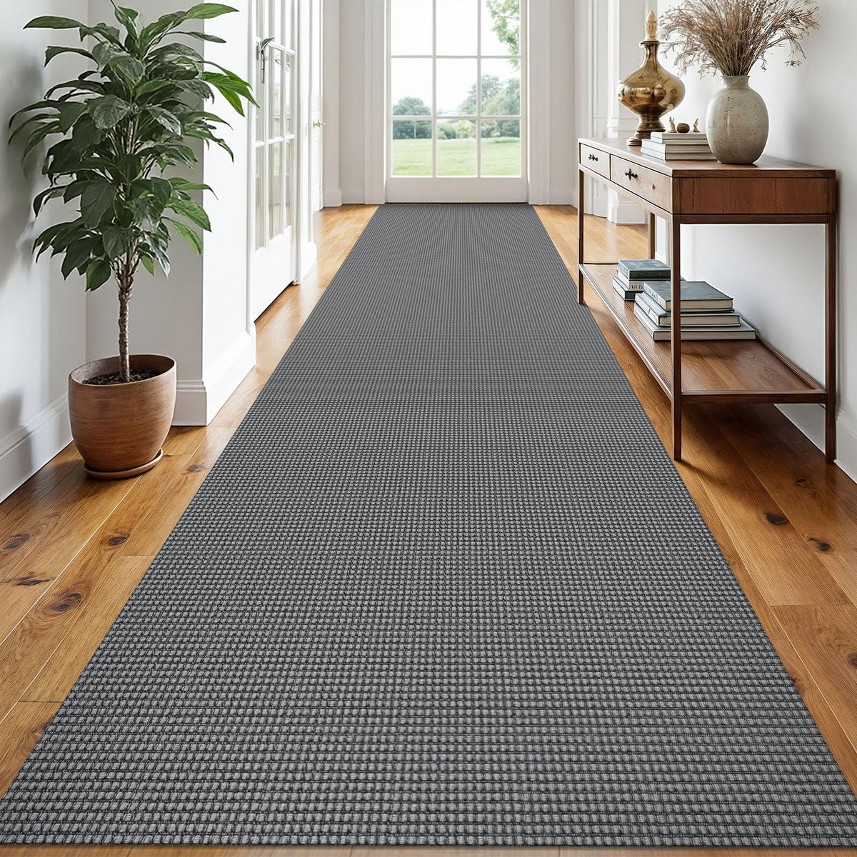 EARTHALL Woven Area Rugs 6x9 Ft Washable Living Room Rugs Non Slip Rubber Backed Dining Room Rug Braided Bedroom Rugs Indoor Floor Carpet for Living Room, Bedroom, Dining Room, Beige/Ivory
