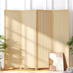JOSTYLE Bamboo Room Divider, 6-Panel Folding Privacy Screen, 6 ft. Tall