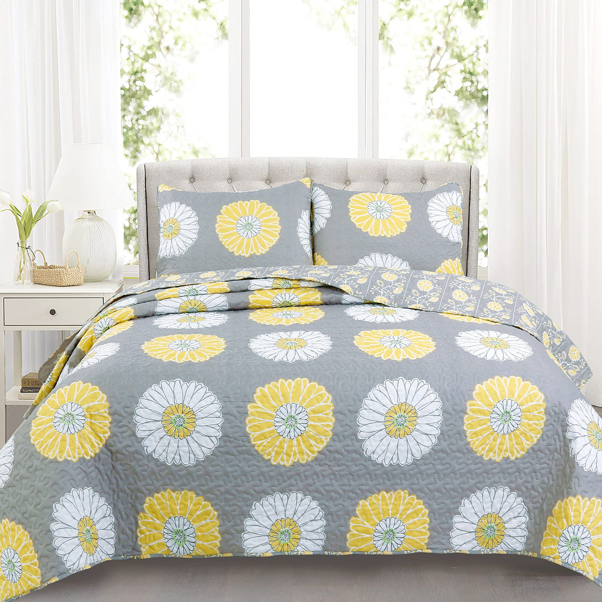 Cozy Line Home Fashions Turquoise Blue Coral Floral Leaf Reversible Quilt Bedding Set, Coverlet Bedspread Lightweight for All Seasons (Mirage Paisley, King - 6 Piece)
