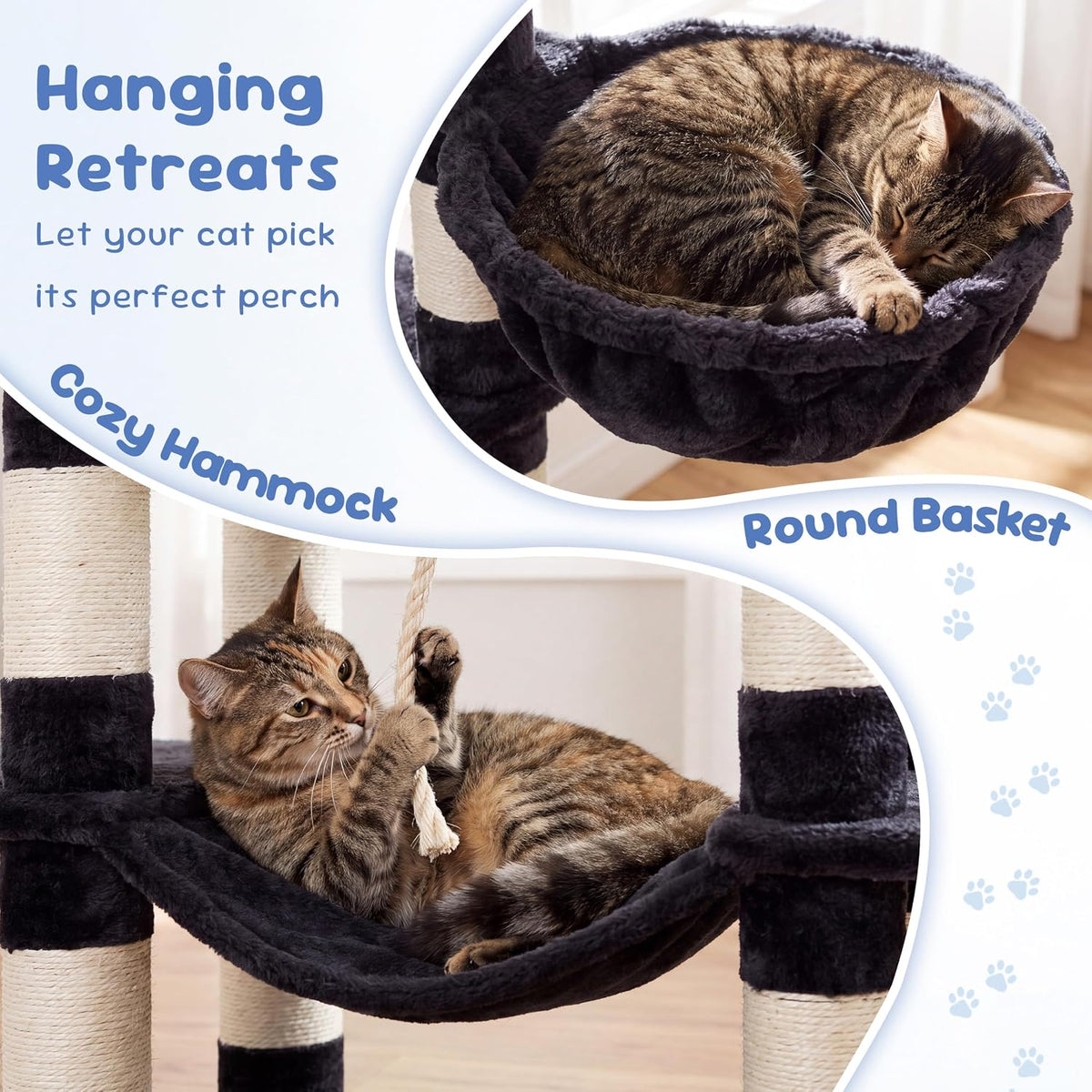 Heybly Cat Tree, 68 inch Multi-Level Cat Tower for Indoor Cats HCT025G