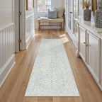 PureCozy Blue 6x6 Round Area Rug Vintage Washable Carpet Non Slip