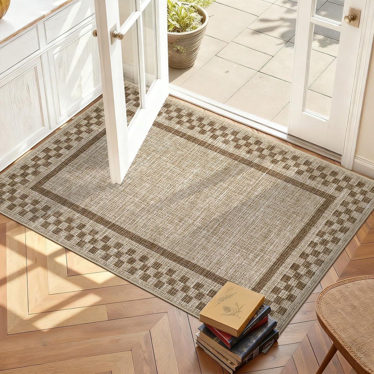 GarveeHome 5x7 Washable Area Rug Checkered Rug for Bedroom Living Room