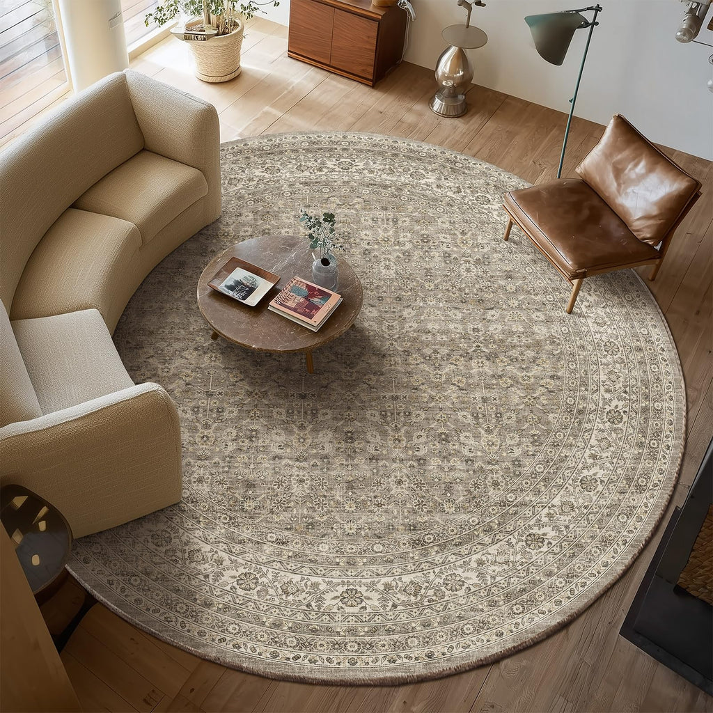 Washable Area Rugs for Living Room: 9x12 Bedroom Rug Boho Vintage Area Rug Stain Resistant Non Slip Low Pile Lightweight Soft Carpets for Dining Room Kitchen Nursery Kids Room Playroom Home Office