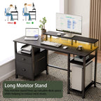 Furologee 51" Gaming Desk with Outlets & LED, Computer Office Desk, Black
