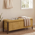Usaint 47" Fabric Upholstered End of Bed Storage Ottoman Bench, Beige