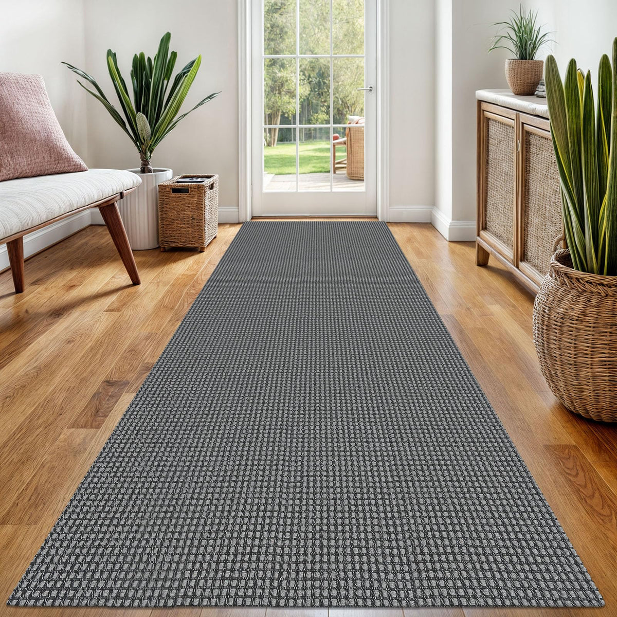 EARTHALL Woven Area Rugs 6x9 Ft Washable Living Room Rugs Non Slip Rubber Backed Dining Room Rug Braided Bedroom Rugs Indoor Floor Carpet for Living Room, Bedroom, Dining Room, Beige/Ivory