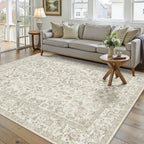 PureCozy Blue 6x6 Round Area Rug Vintage Washable Carpet Non Slip
