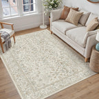 PureCozy Blue 6x6 Round Area Rug Vintage Washable Carpet Non Slip