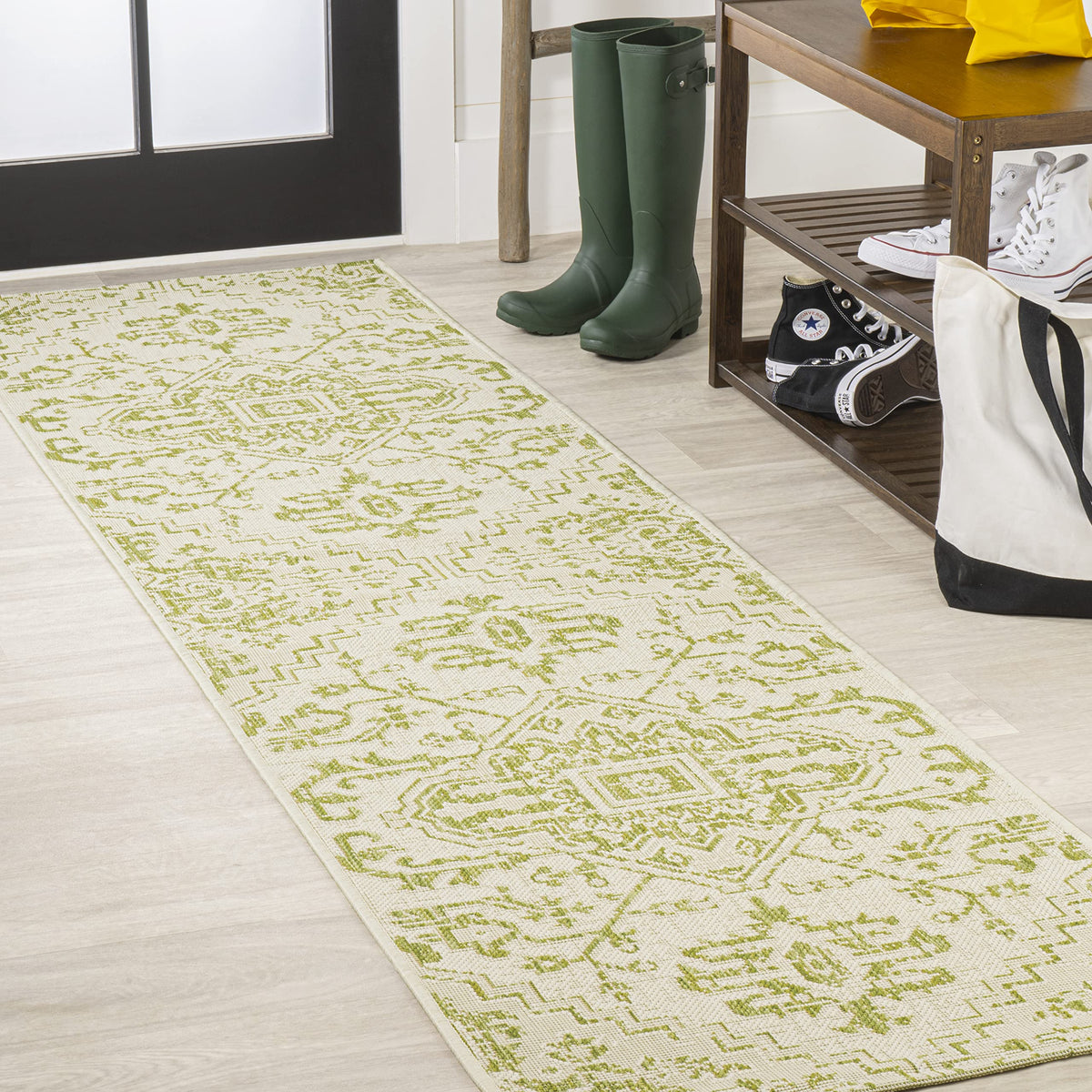 JONATHAN Y Boho Medallion Indoor Outdoor Area Rug 9X12 Navy/Gray, Estrella Textured Weave for Backyard, Patio, Porch, Easy-Cleaning, High Traffic, Pet-Friendly, Non-Shedding (SMB105B-9)