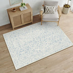 PureCozy Blue 6x6 Round Area Rug Vintage Washable Carpet Non Slip