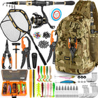 PLUSINNO Fishing Gear-Fishing Rod & Fishing Backpack, Fish Net,Tackle Box