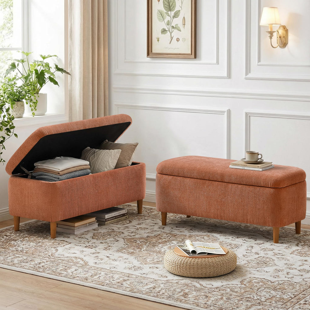 39.4" Ottoman with Storage Upholstered Storage Bench for Living Room