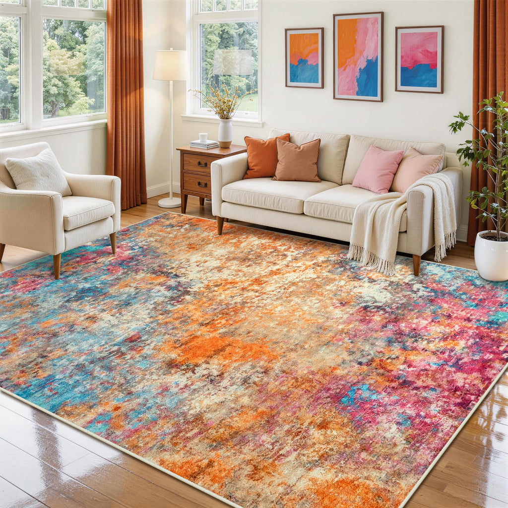 8x10 Area Rugs for Living Room Washable Bedroom Dining Room Blue Grey