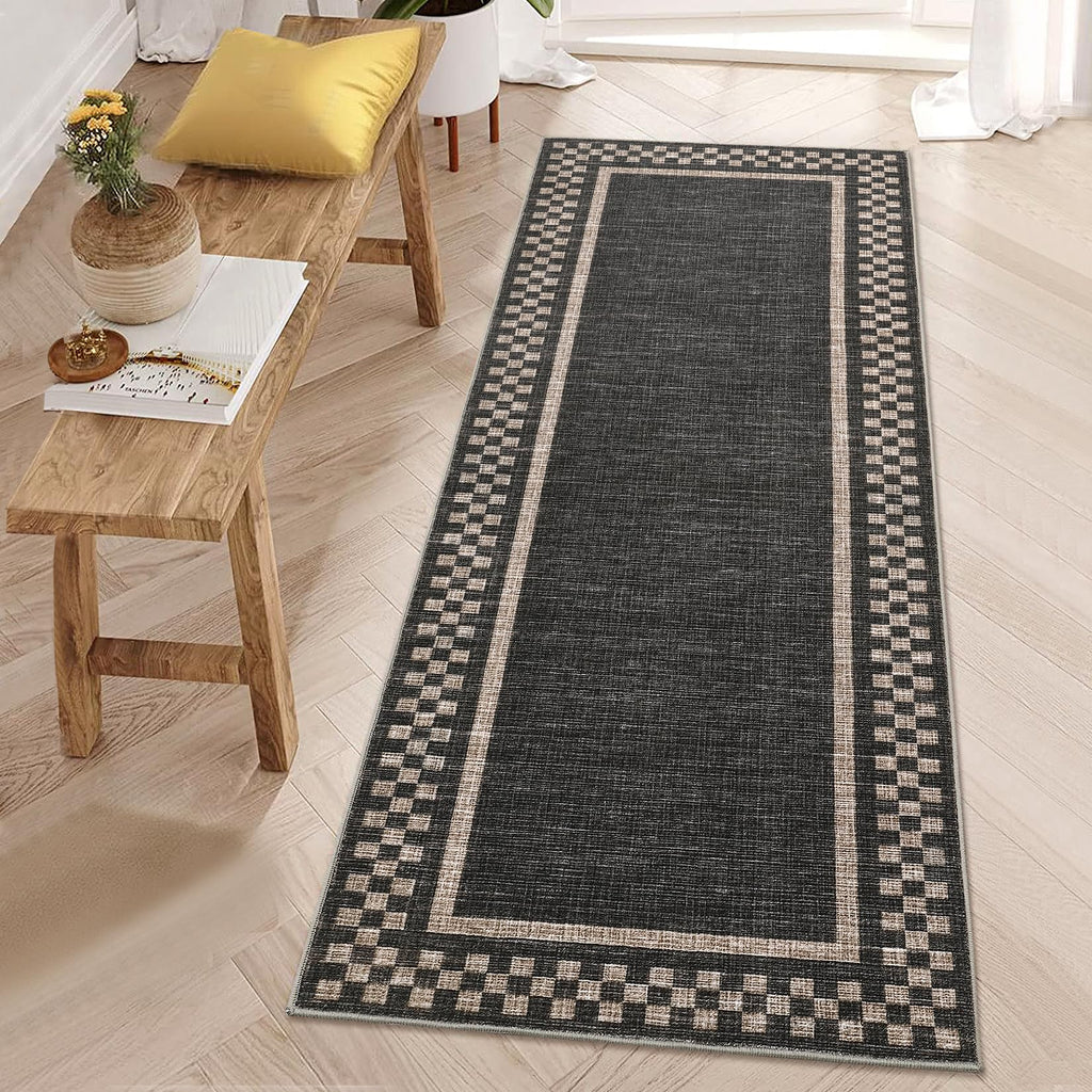 GarveeHome 5x7 Washable Area Rug Checkered Rug for Bedroom Living Room