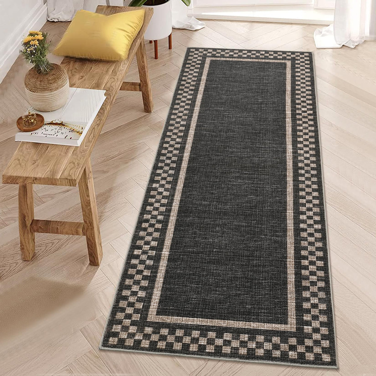 GarveeHome 5x7 Washable Area Rug Checkered Rug for Bedroom Living Room