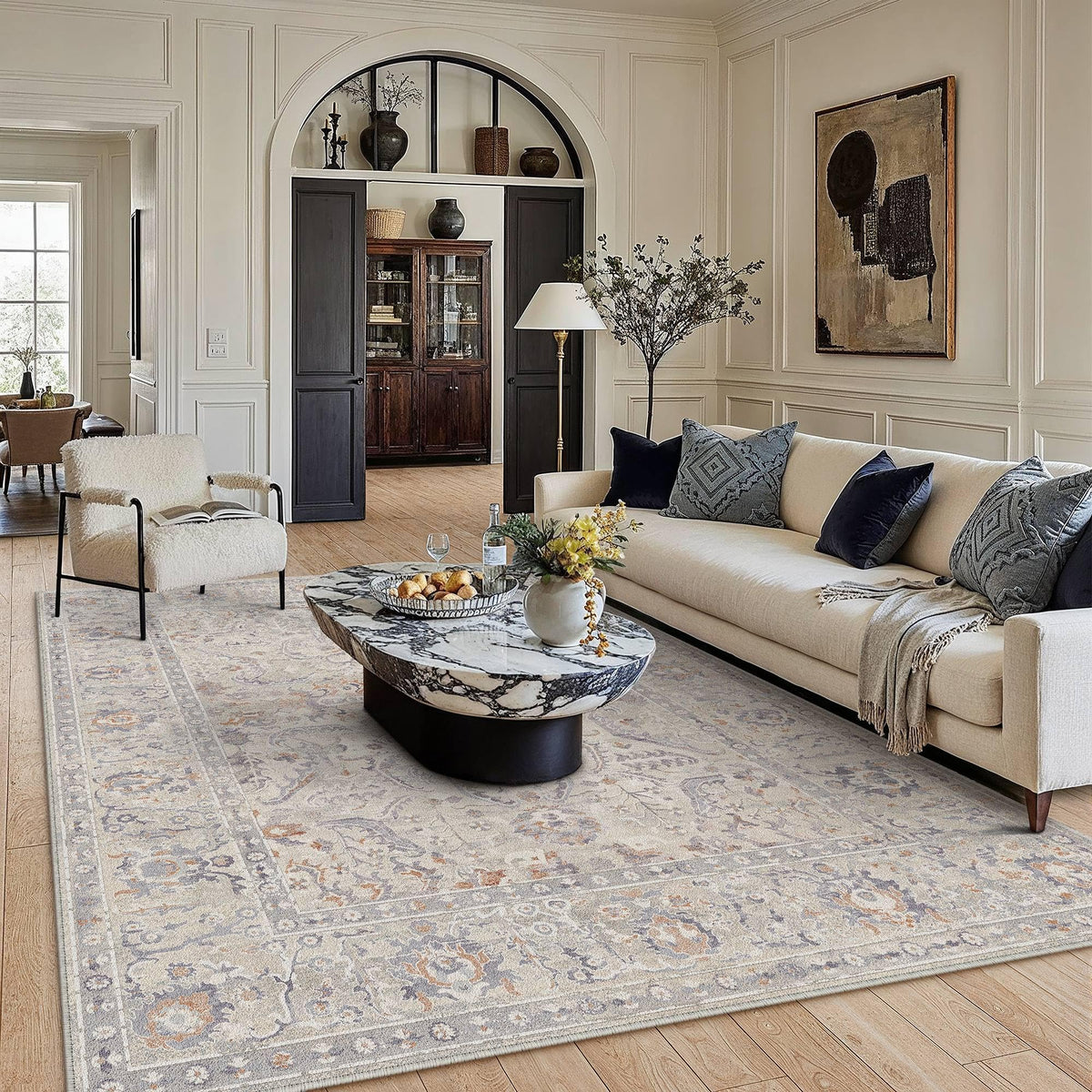 HUGEAR 8x10 Beige Neutral Area Rugs Washable Rug Carpet
